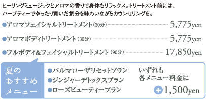 アロマフェイシャルトリートメントアロマボディトリートメントフルボディフェイシャルトリートメント