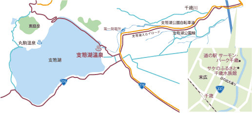 支笏湖畔 周辺地図